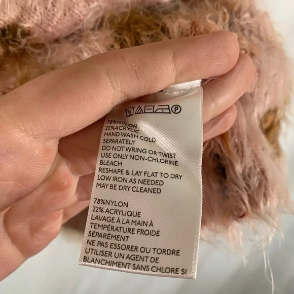 Urban Outfitters Sweater Women Medium Pink Floral Fuzzy Vneck Overiszed - Picture 5 of 6